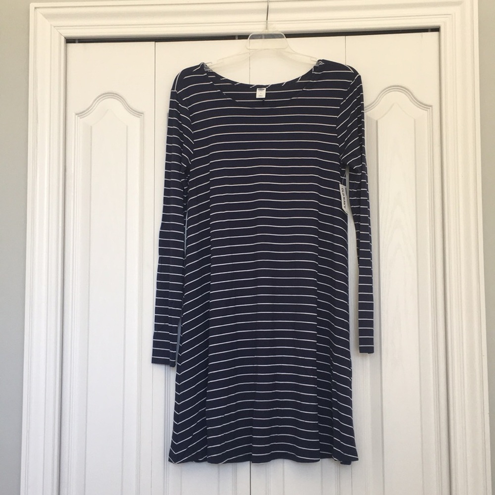NWT Navy stripe swing dress